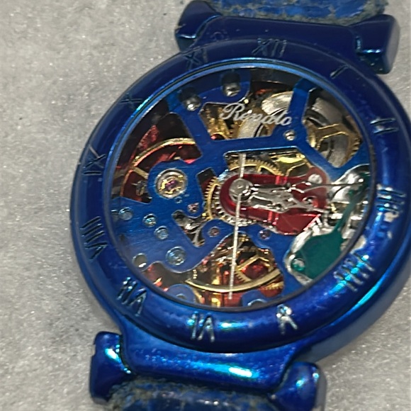 Vintage Blue and Gold Women's Watch with Skeleton Dial - Picture 10 of 11